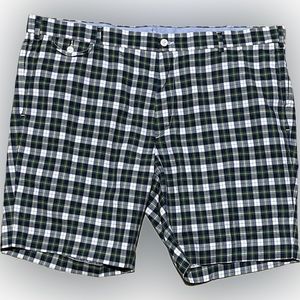 POLO by Ralph Lauren Flat Front Navy/White Plaid Shorts Slim GI Fit 42"